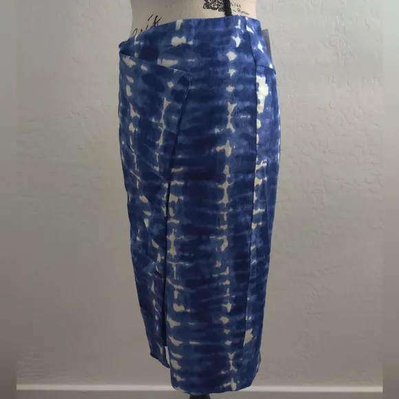 🆕 Eva Franco by Anthropologie Navy Blue &amp; White Cotton Pencil Skirt (4)