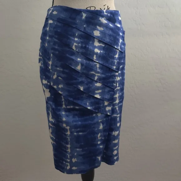 🆕 Eva Franco by Anthropologie Navy Blue &amp; White Cotton Pencil Skirt (4)