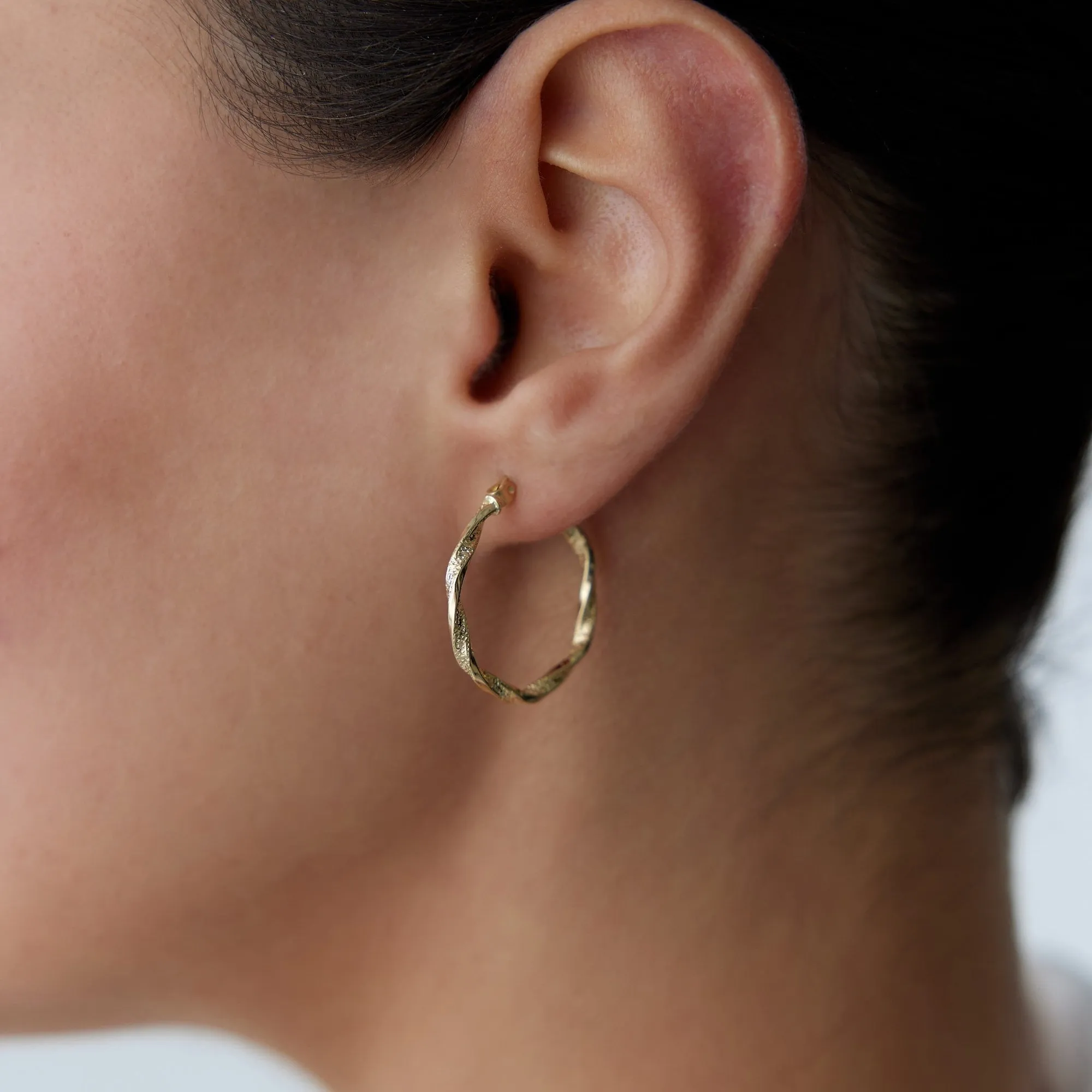 14k Gold Hoop Earrings Pencil Stud Earrings