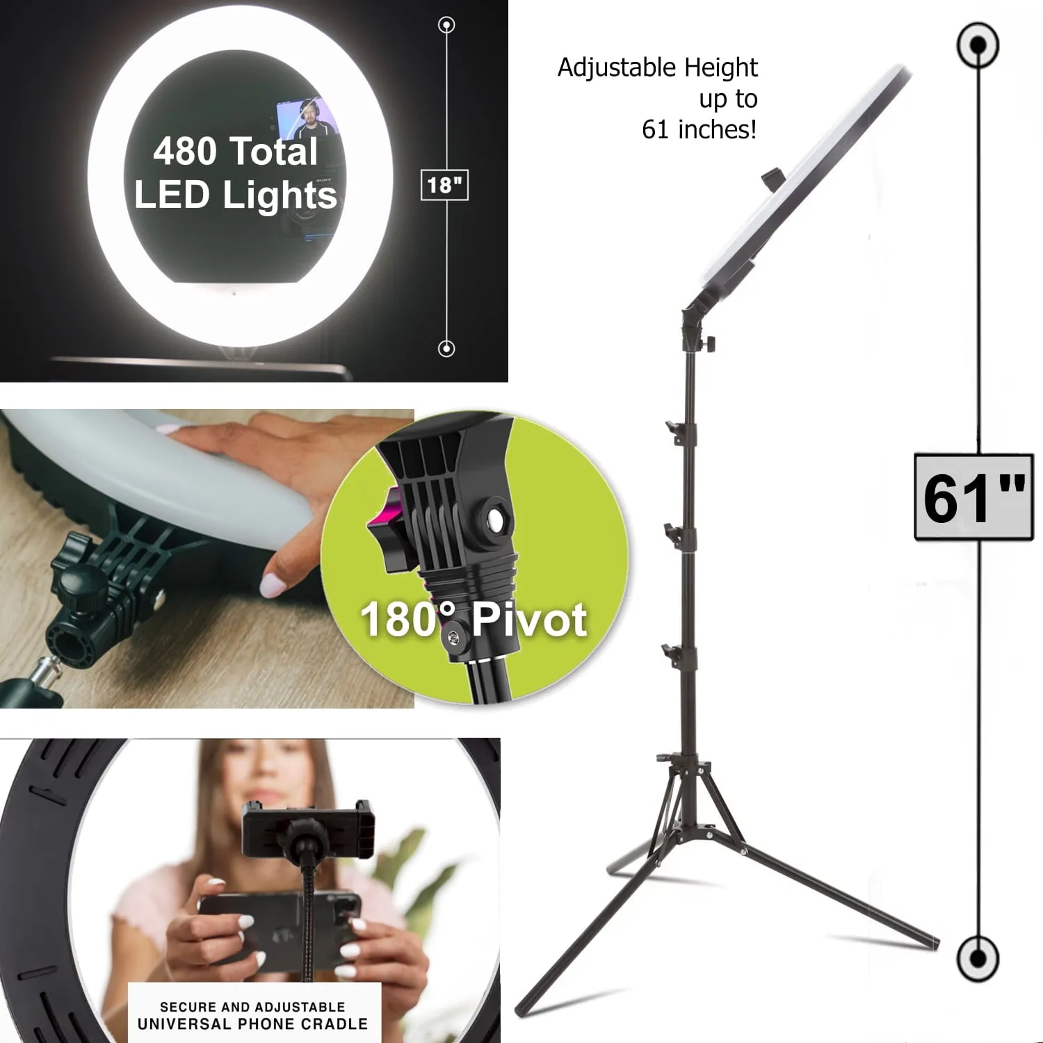 18" LED RGB Ring Light with Tripod