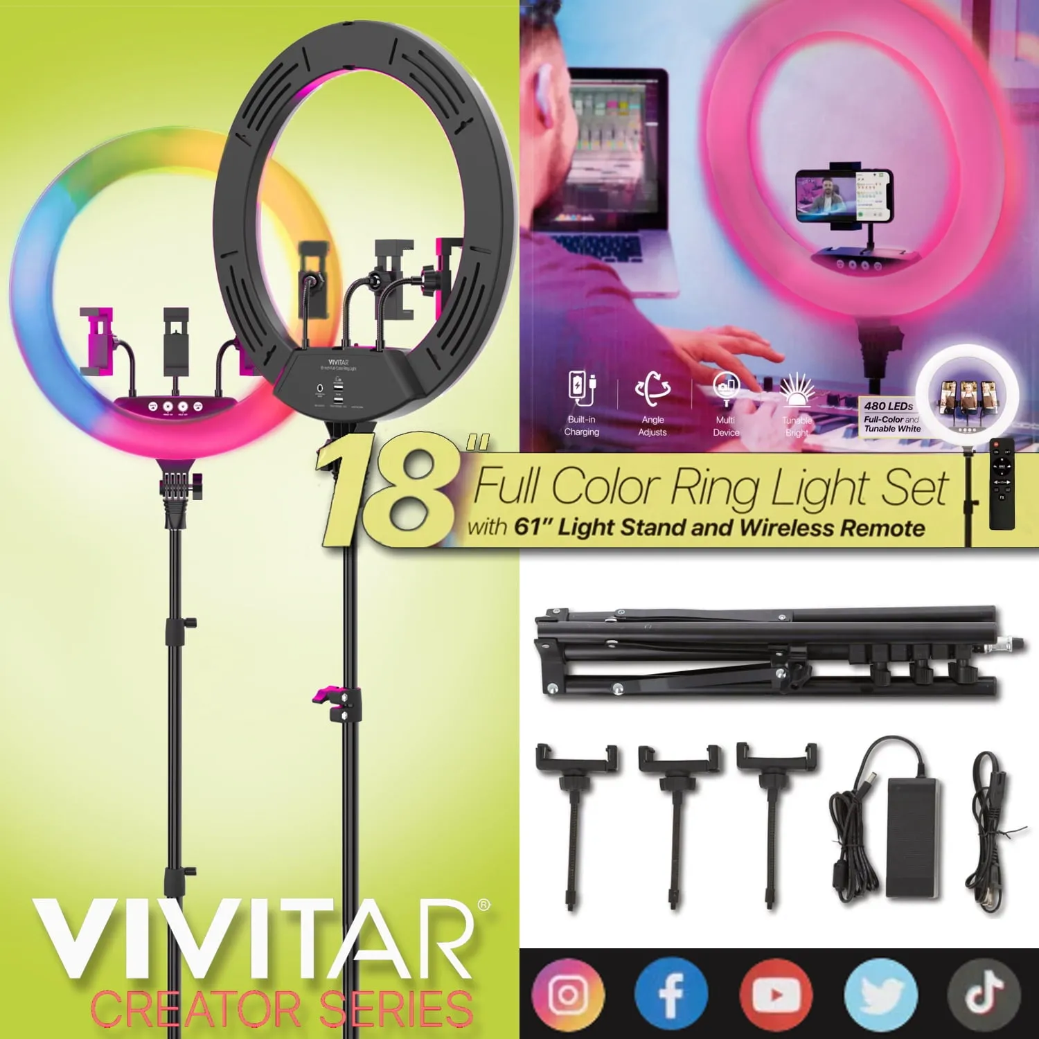 18" LED RGB Ring Light with Tripod