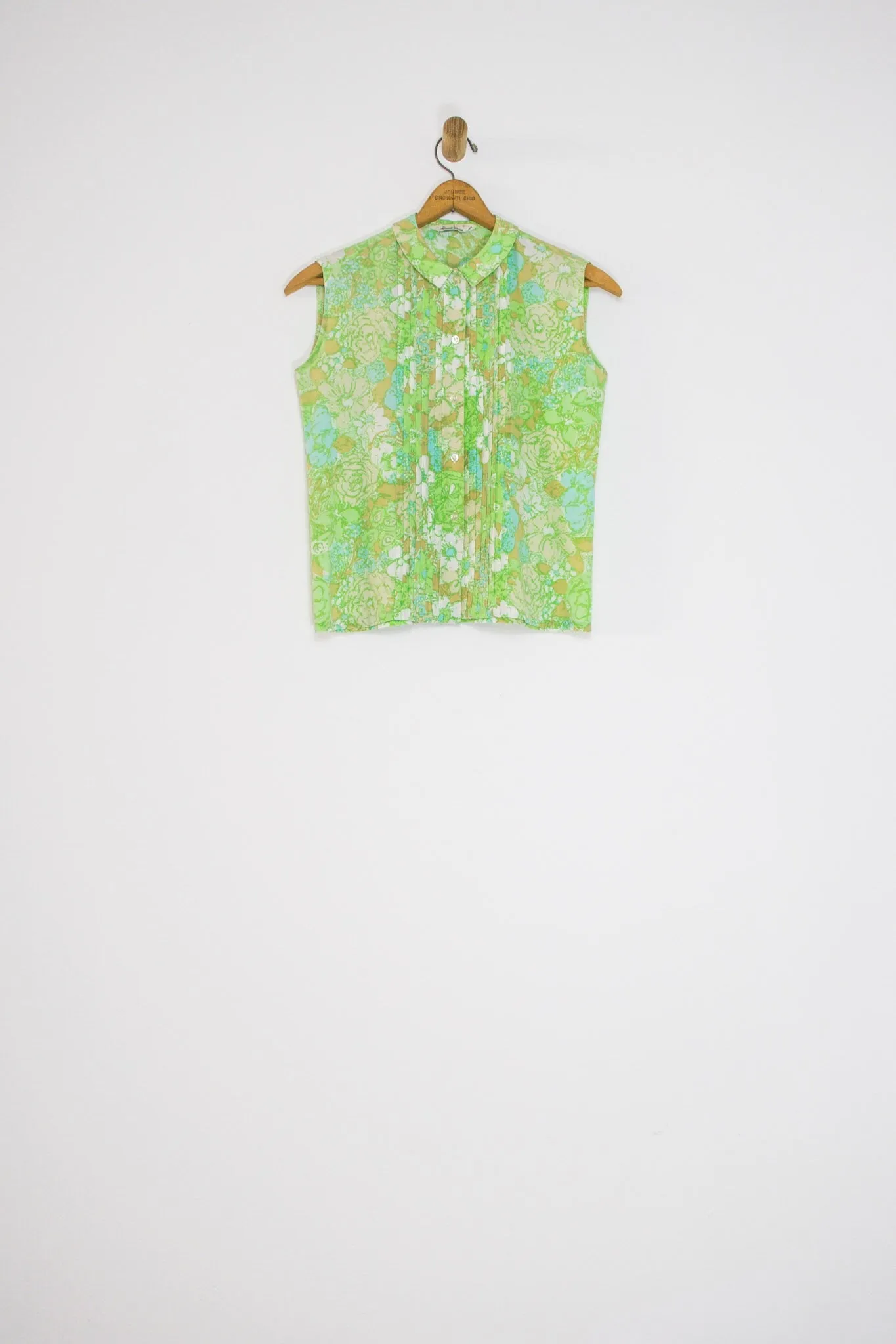 1960's PASTEL FLORAL PLEATED TOP / SMALL