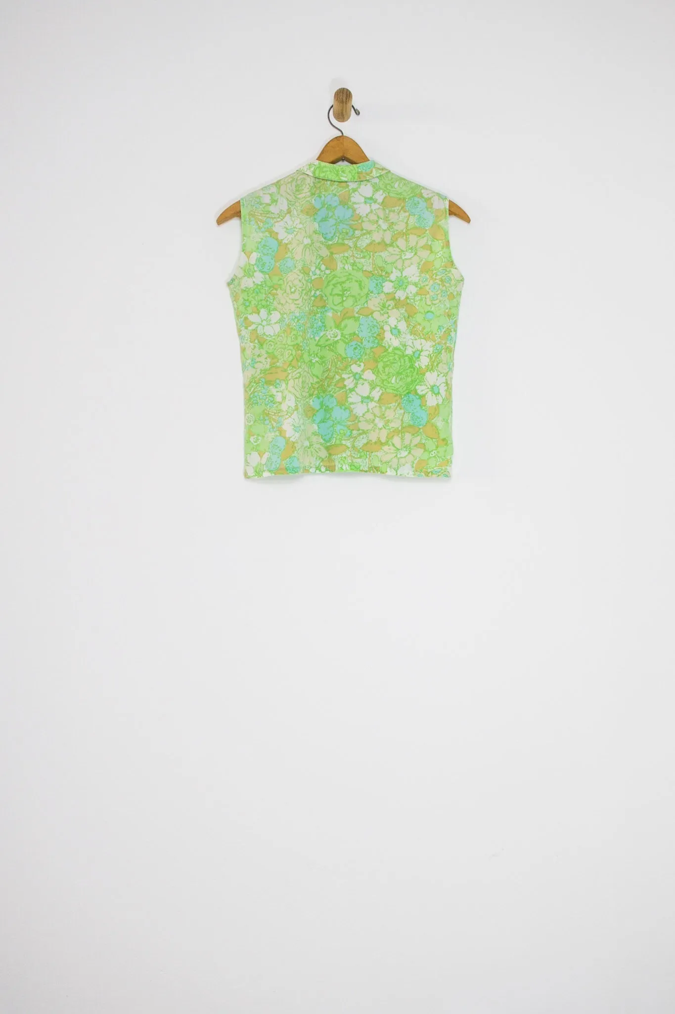 1960's PASTEL FLORAL PLEATED TOP / SMALL