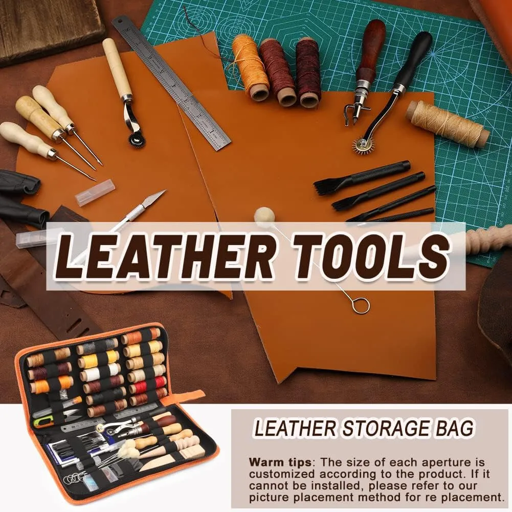 66-piece Leather Working Tools Kit for Beginner or Adults Gifts with Tool Manual