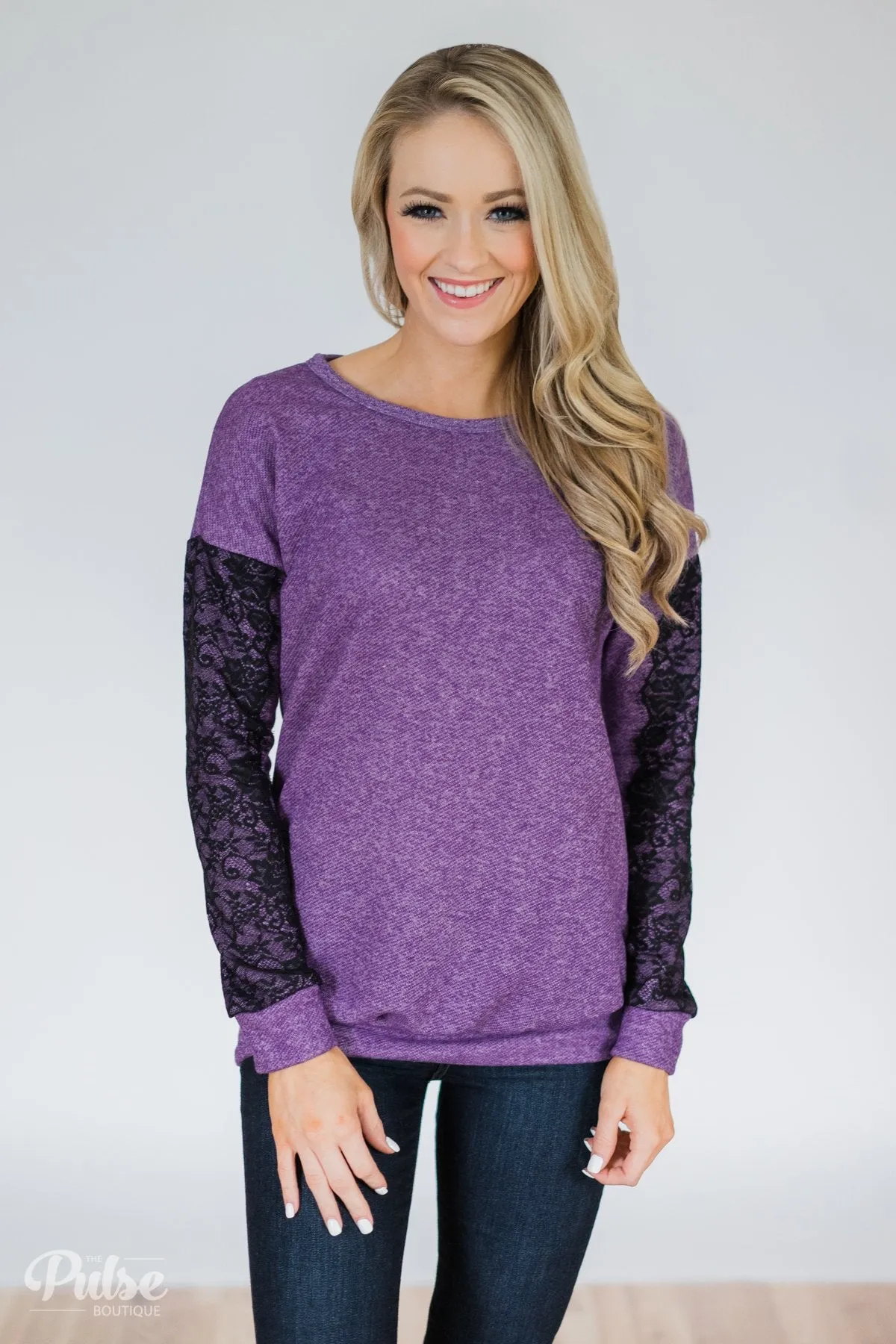 A Pinch of Lace Sweater- Purple