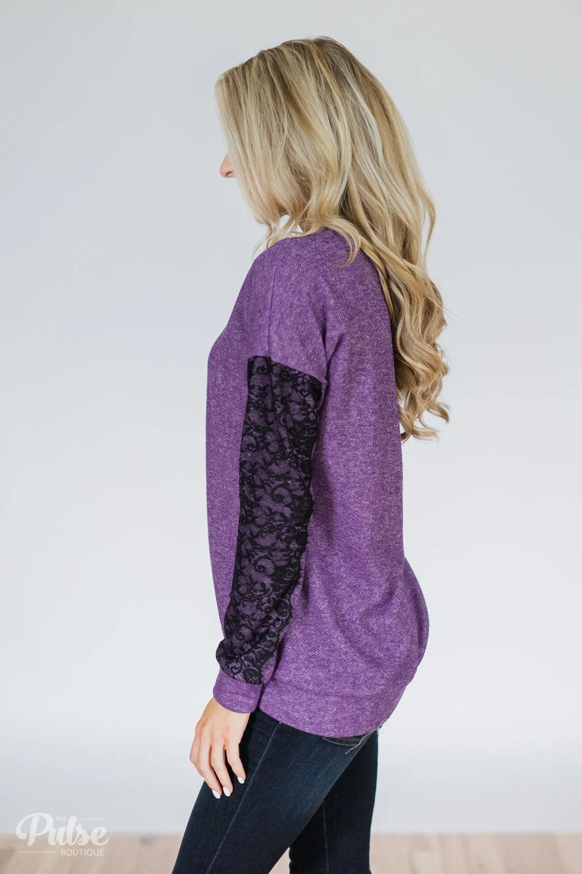 A Pinch of Lace Sweater- Purple