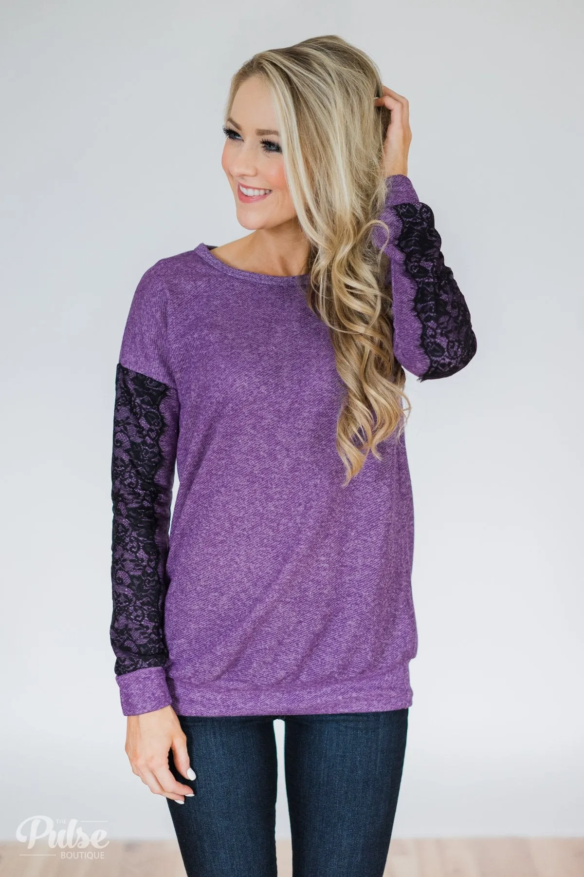 A Pinch of Lace Sweater- Purple
