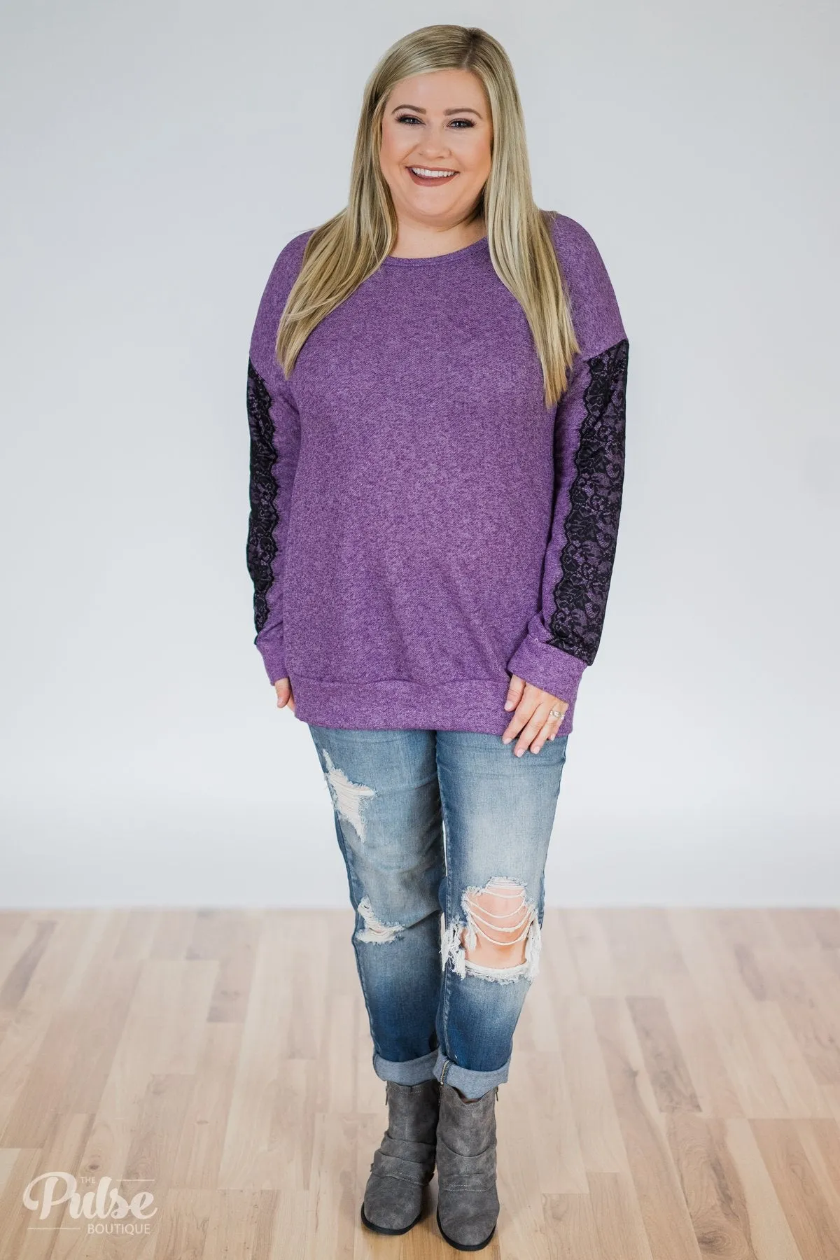 A Pinch of Lace Sweater- Purple