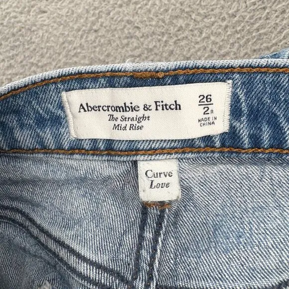 abercrombi &amp; fitch the straight mid rise jeans curve love size 26 / 2 Regular