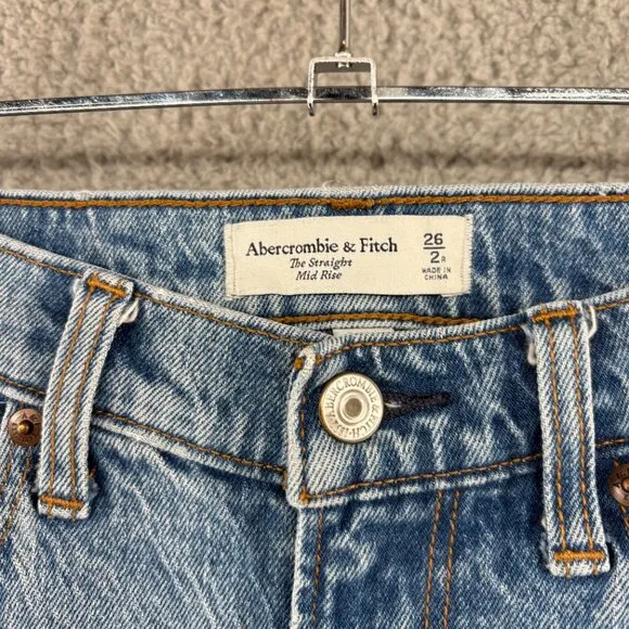 abercrombi &amp; fitch the straight mid rise jeans curve love size 26 / 2 Regular
