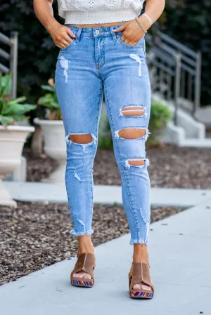 Abigail Mid Rise Distressed Skinny