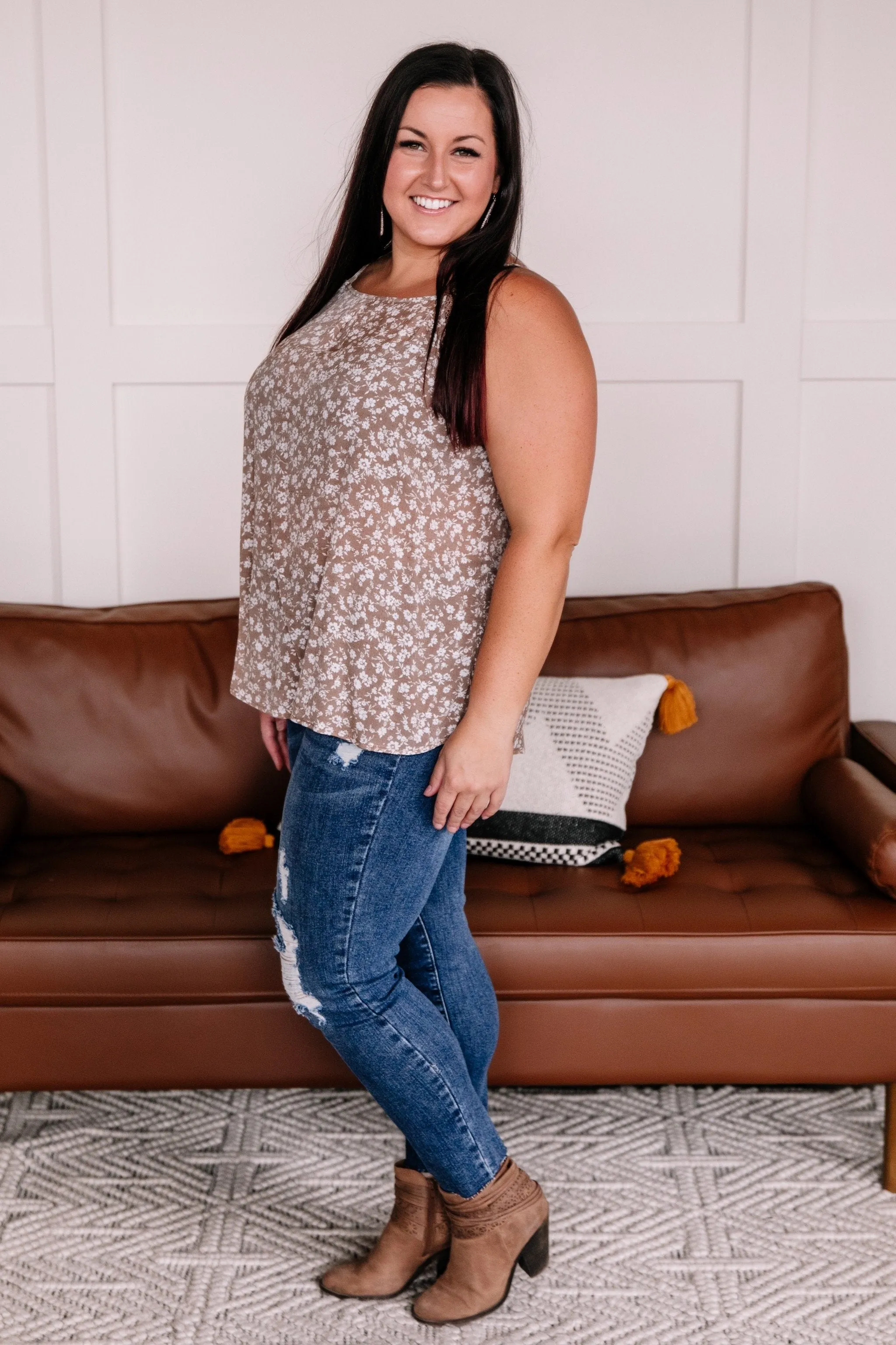 Act The Floral Tank Top In Coppertone