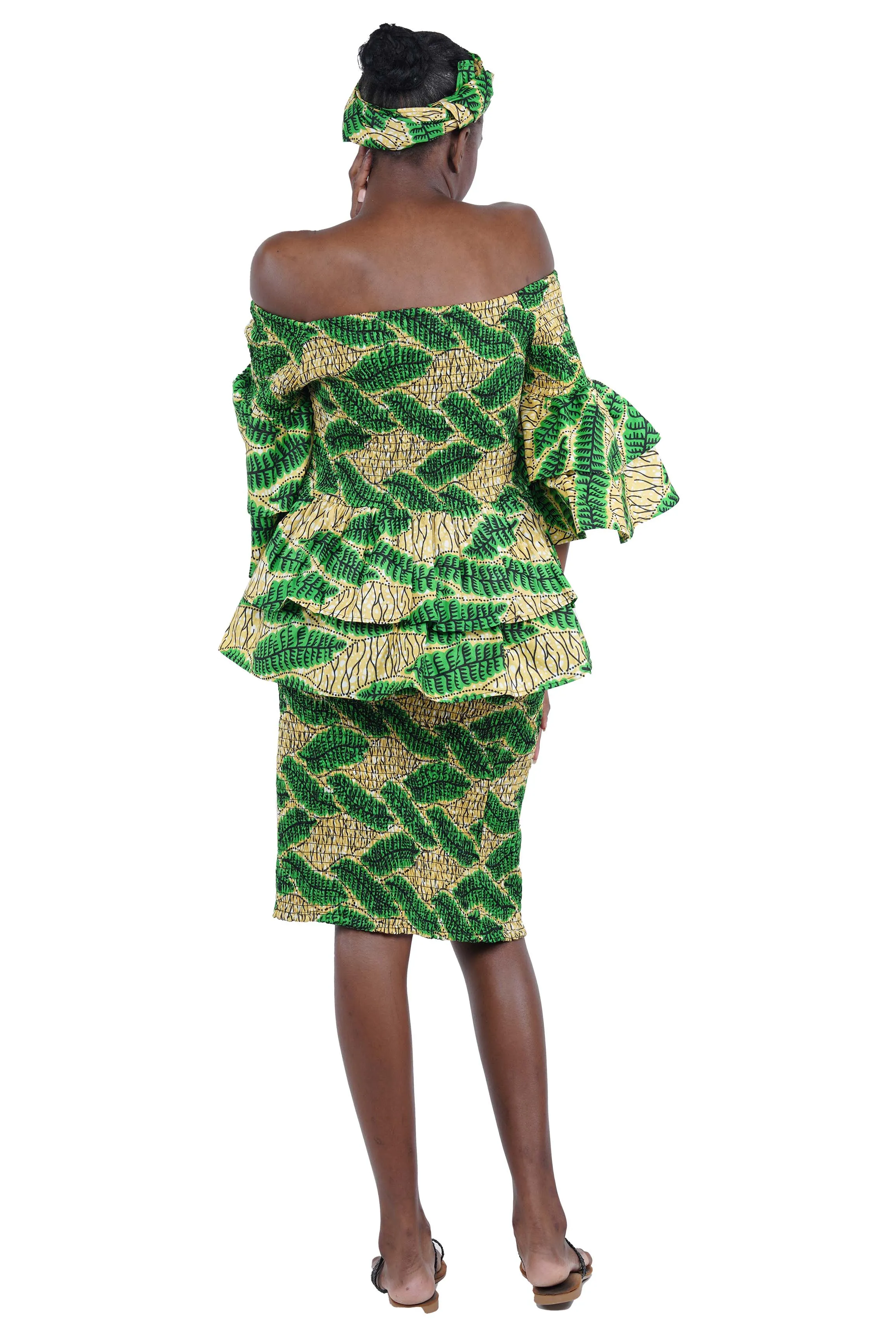 African Double Layer Top & Pencil Skirt Set