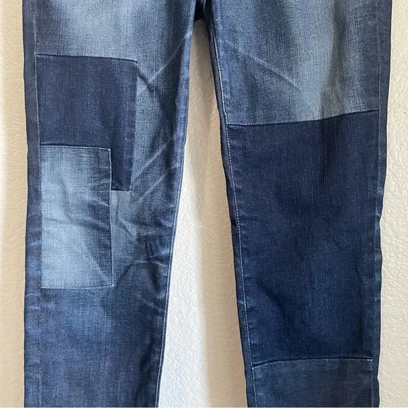 AG Adriano Goldschmeid Patchwork Stevie Ankle Slim Straight Leg Crop Jeans