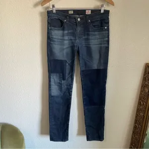 AG Adriano Goldschmeid Patchwork Stevie Ankle Slim Straight Leg Crop Jeans