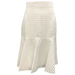 Akris Punto White Circle Patterned Flounce Skirt