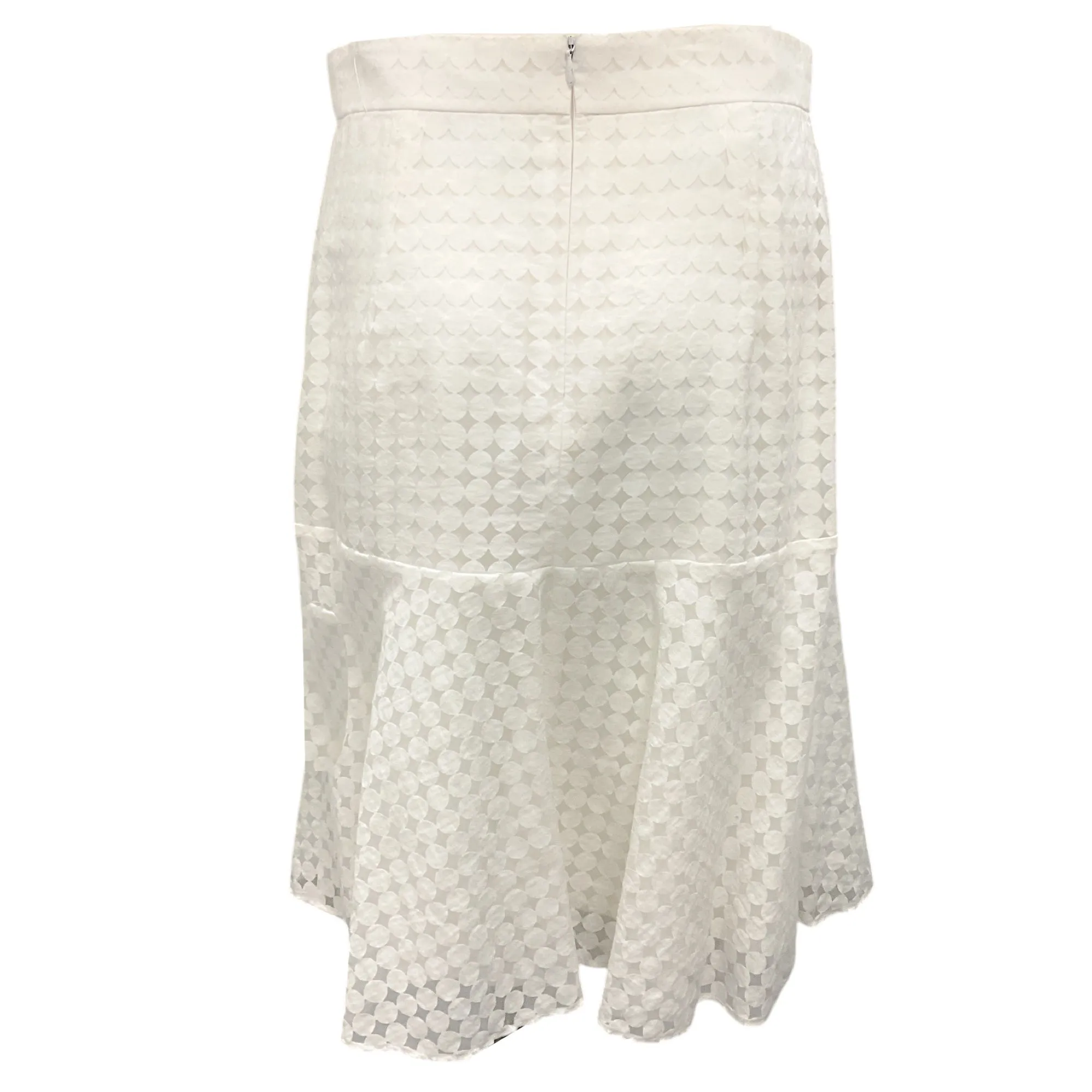 Akris Punto White Circle Patterned Flounce Skirt