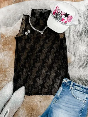 Alexia black lace mesh sleeveless top