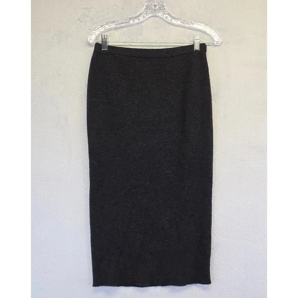 Alkimia Cashmere Silk Skirt Women S Gray Knit Pencil Secretary Pencil Preppy 90s