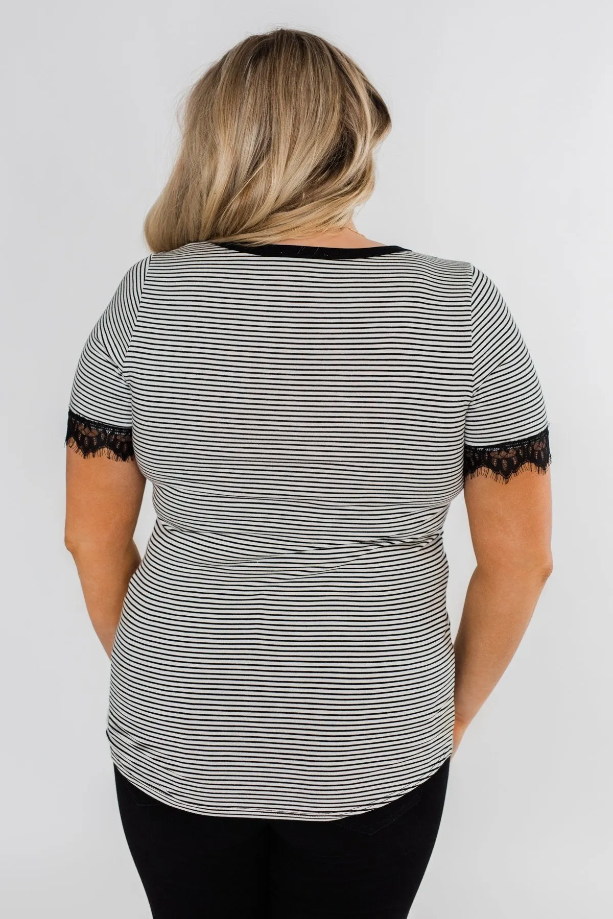 All About the Accents Black & White Striped Top