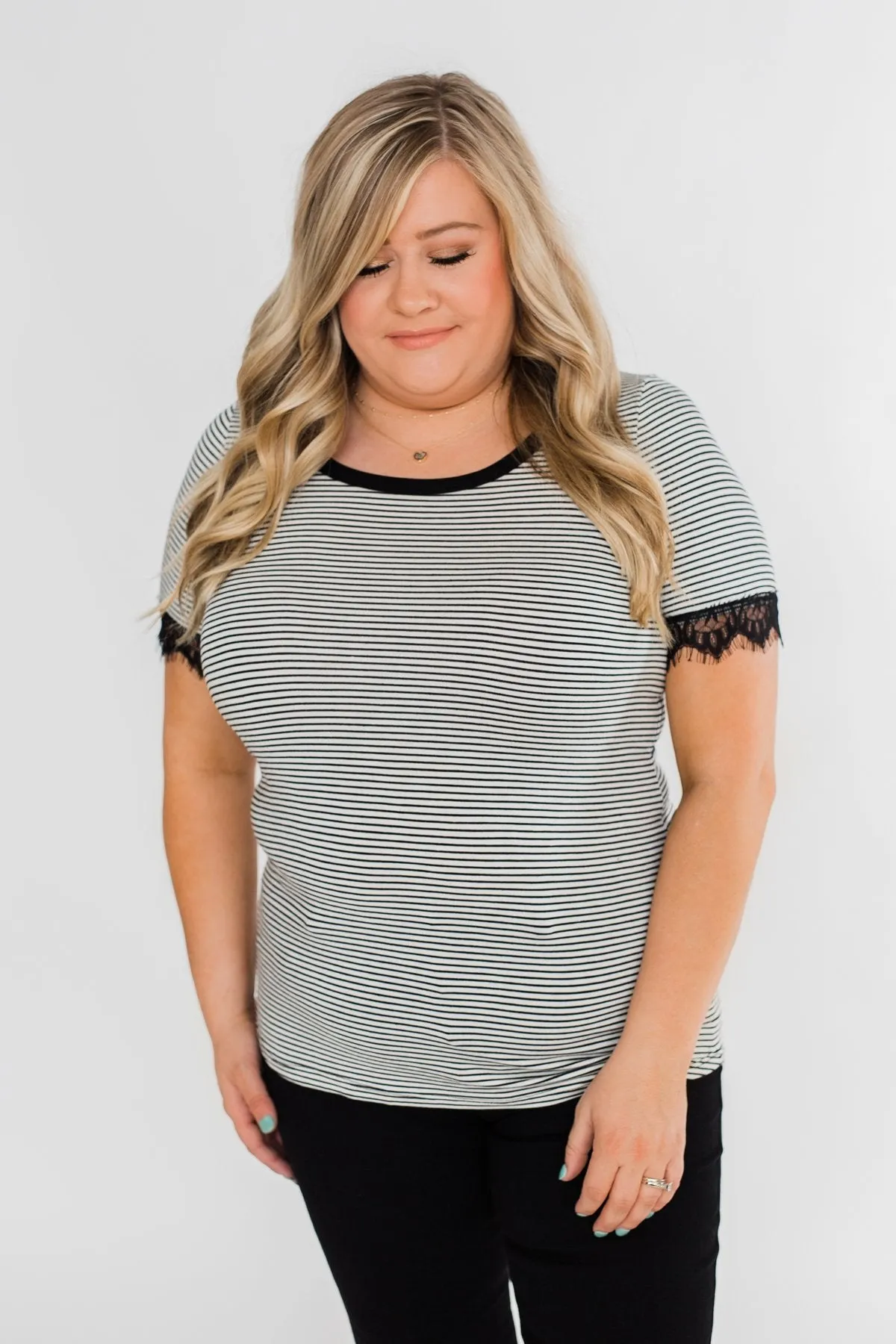 All About the Accents Black & White Striped Top