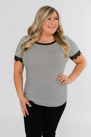 All About the Accents Black & White Striped Top