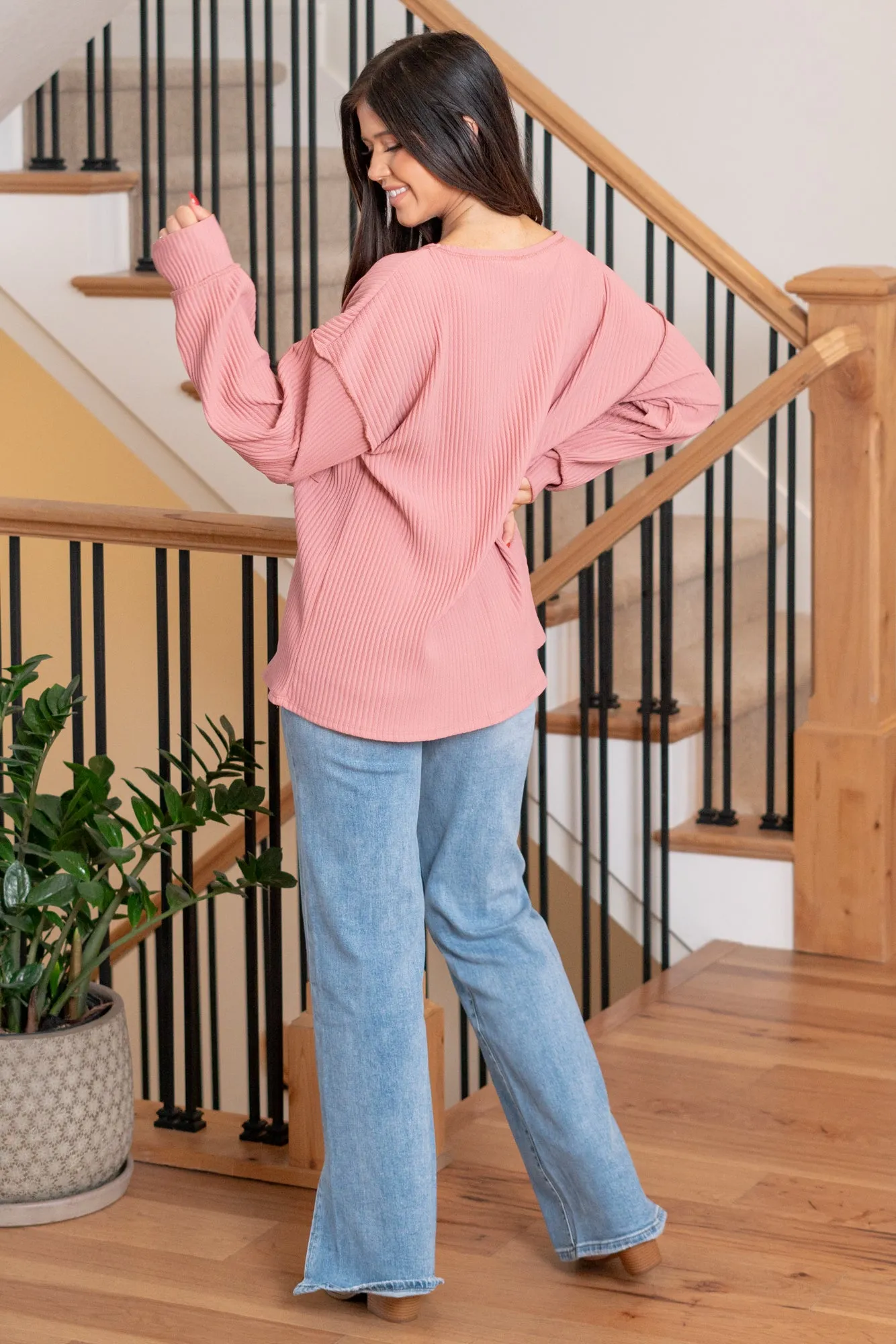 Amelia Pleated Pocket Top - Mauve
