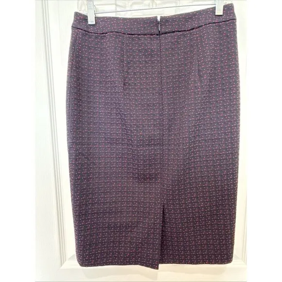 ANN TAYLOR Pencil Skirt Sz 4 Navy Blue Red Black Zip
