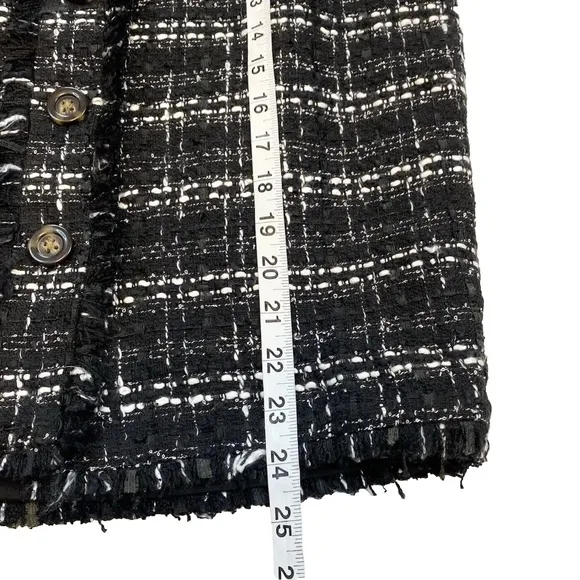 Ann Taylor Tweed Button Front Pencil Skirt Plaid Size 2 Black &amp; White NWT $109