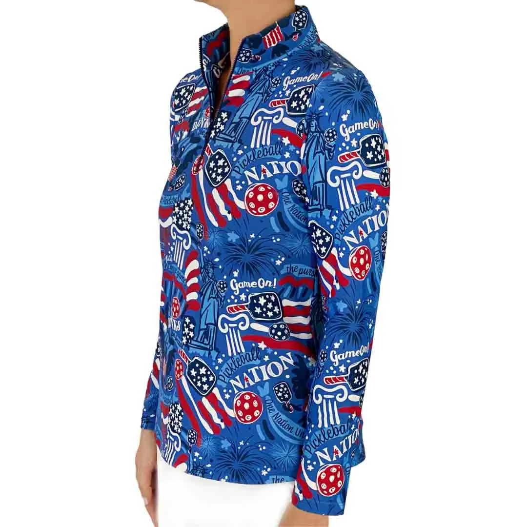 Anna Maria Pullover in Pickleball Nation Red White Blue