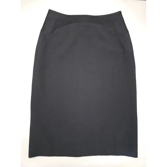 Antonio Melani black satin trim skirt double zipper knee pencil straight work 0