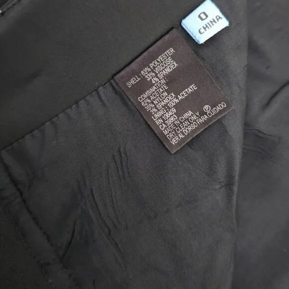 Antonio Melani black satin trim skirt double zipper knee pencil straight work 0