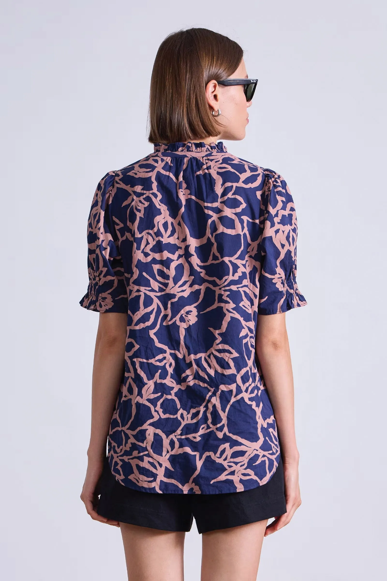Apiece Apart Los Altos Top in Large Lace Navy Floral