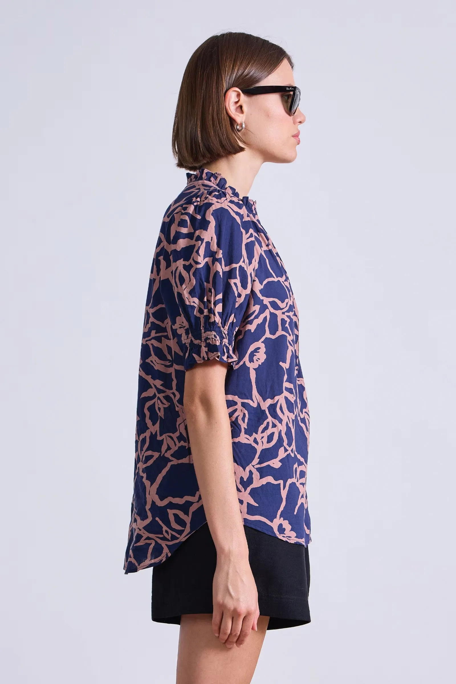 Apiece Apart Los Altos Top in Large Lace Navy Floral