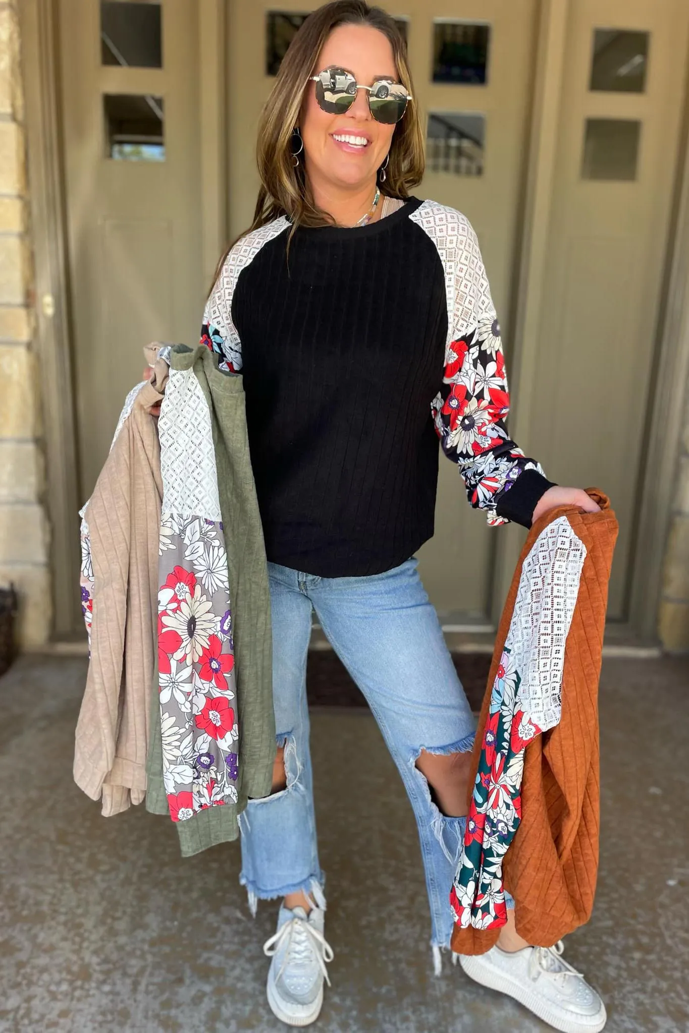 Aston Patchwork Blouse in Four Colors