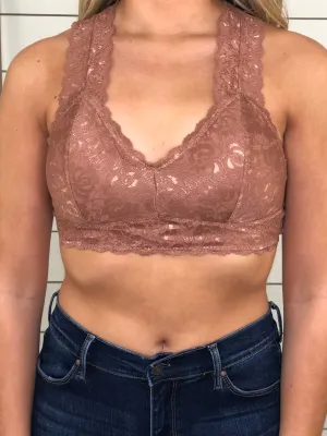 Baby Got Back Lace Bralette - Salmon
