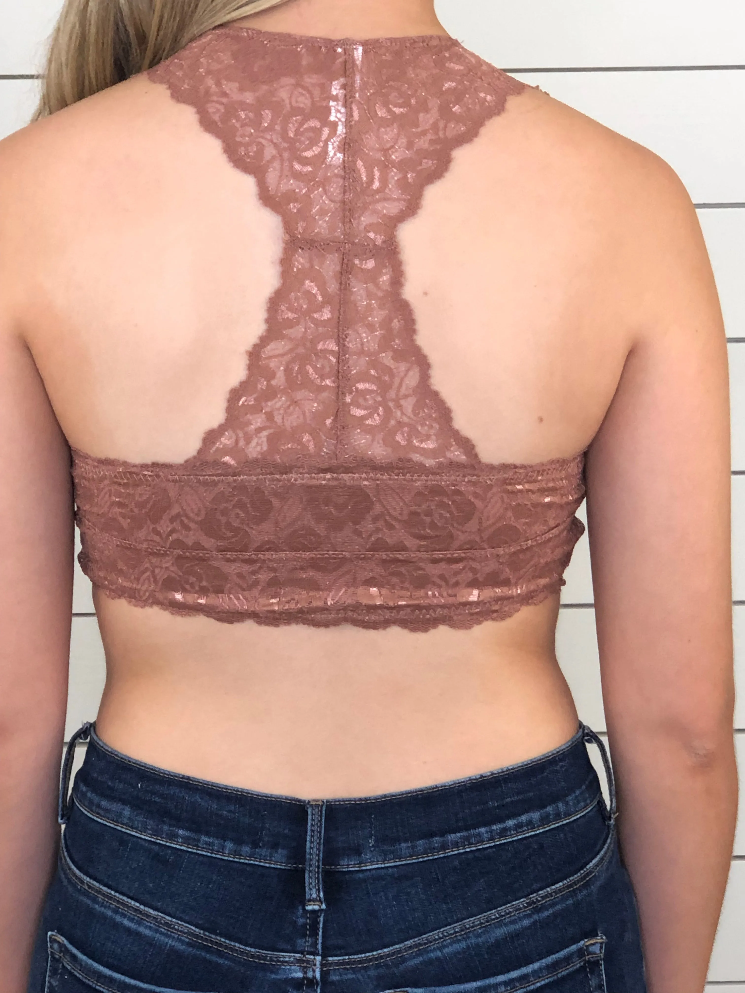 Baby Got Back Lace Bralette - Salmon