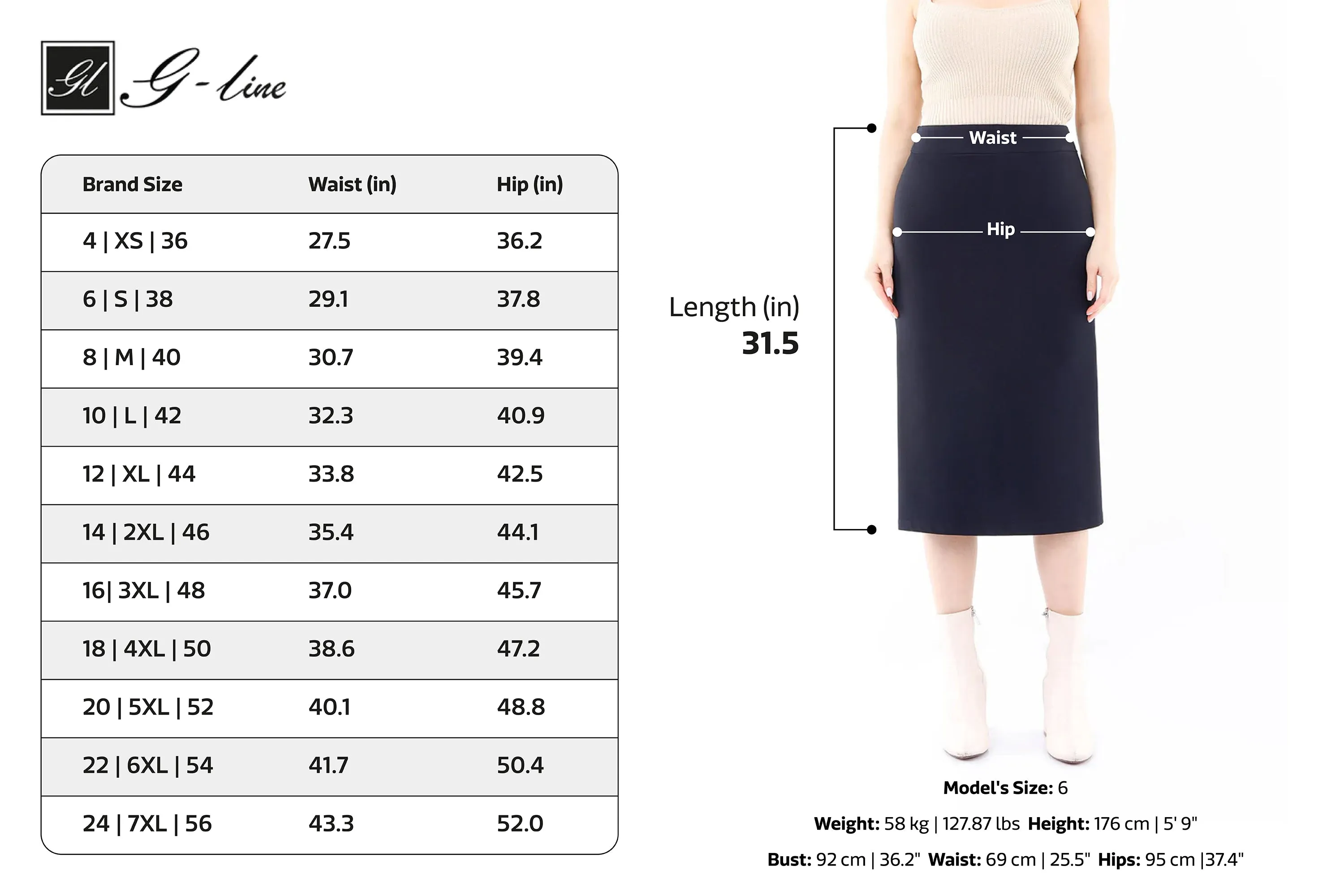 Back Vented Midi Pencil Skirt - G-Line