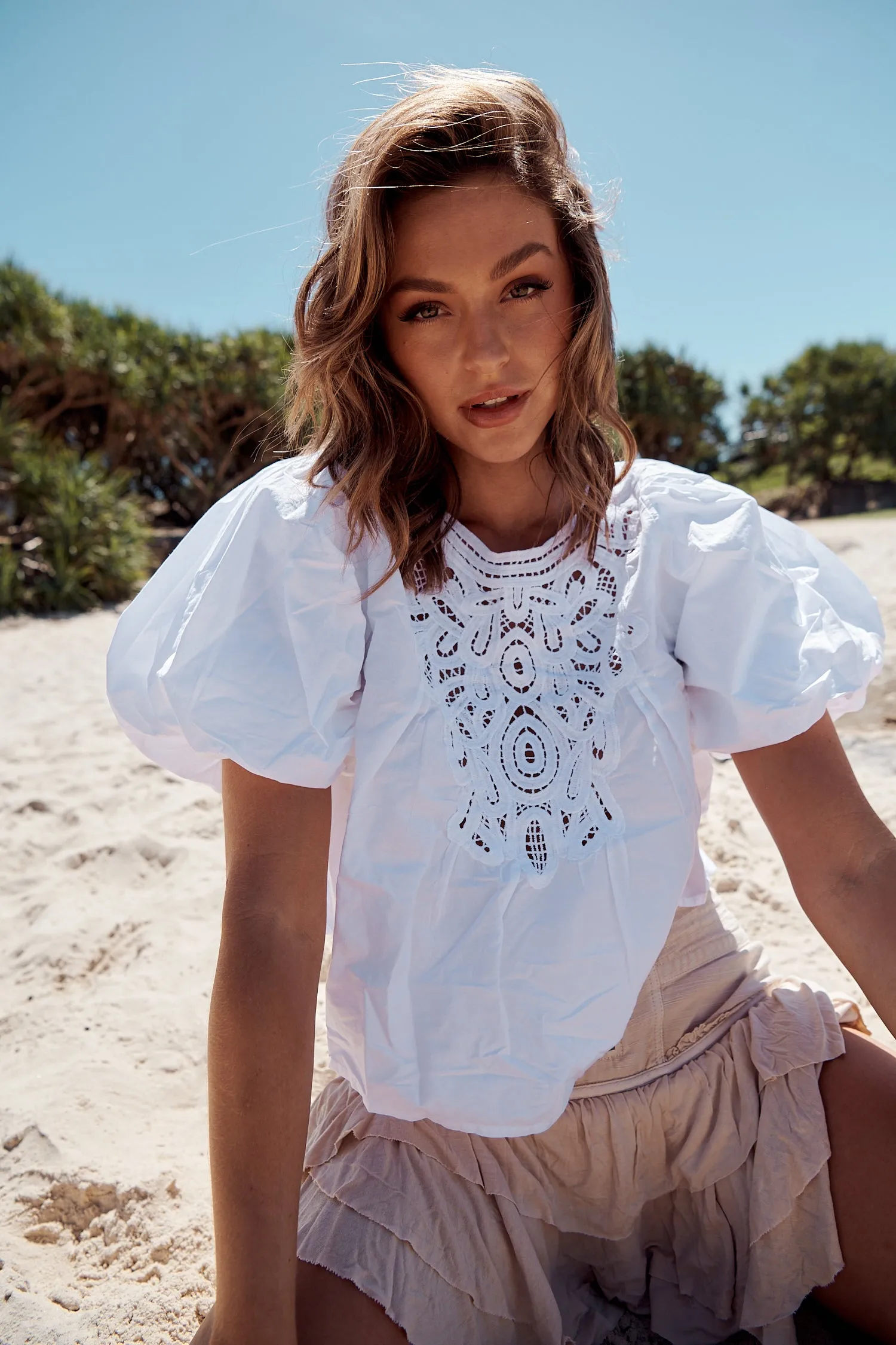 Bardot Top- White~ Free People