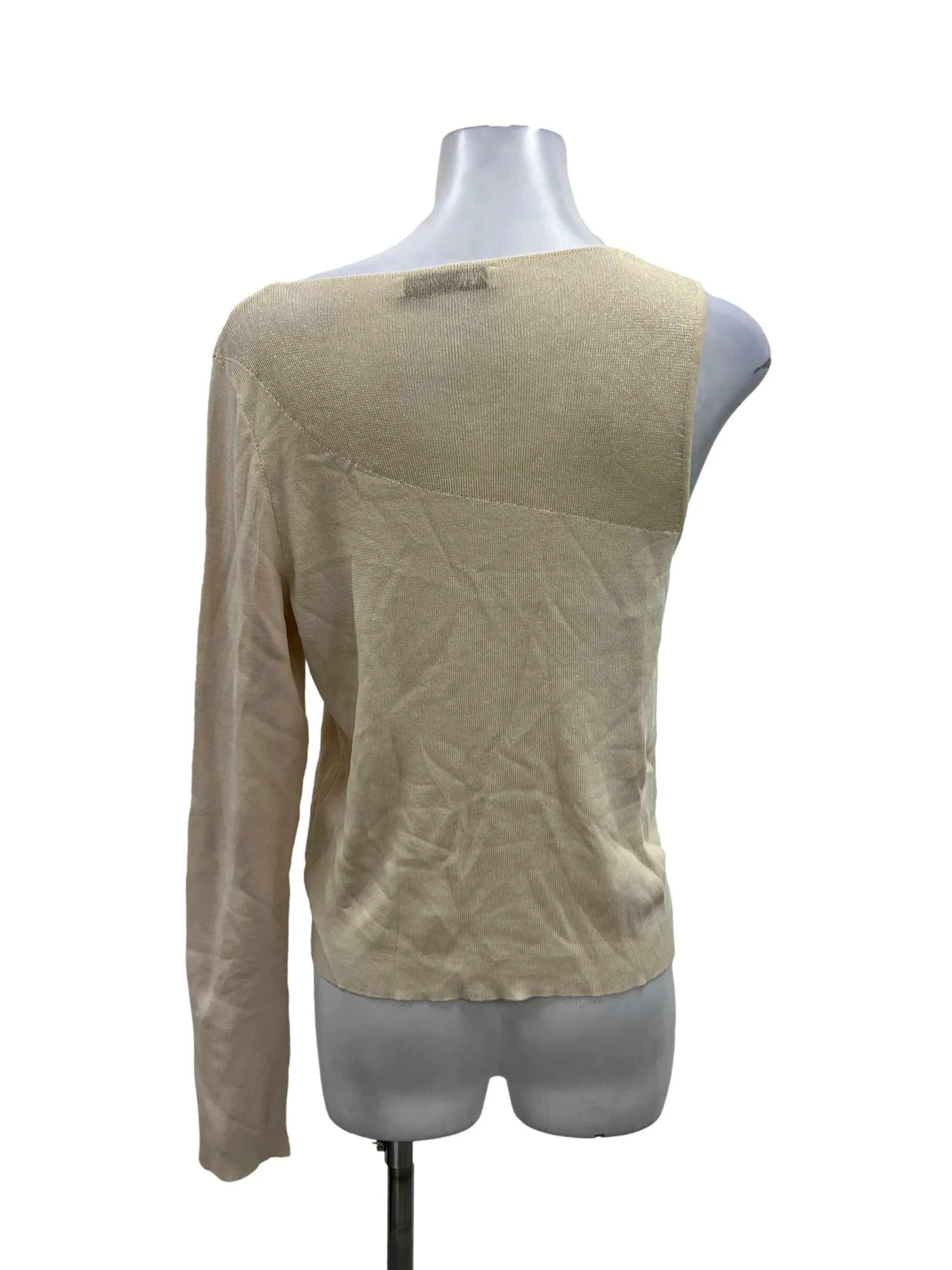 Beige Knit Asymmetrical Top