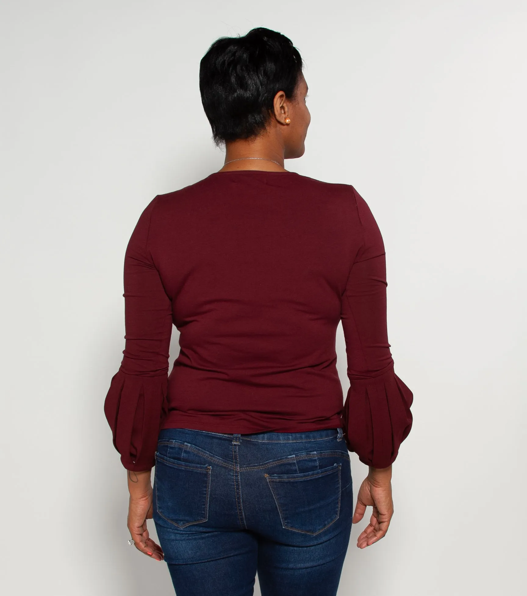 Bell Pleated Sleeve Shirt