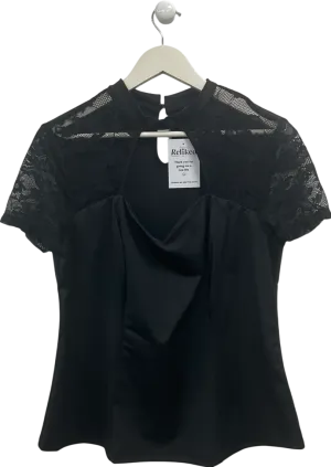 Black Curve Open Front Top With Lace Detail Sleeves UK XXL