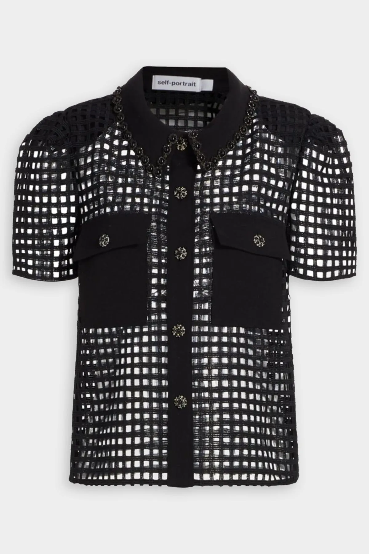 Black Grid Lace Shirt
