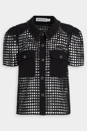 Black Grid Lace Shirt