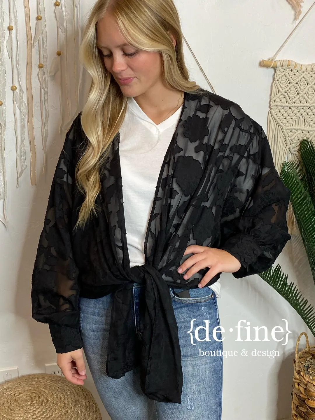 Black Lace Wrap Cardigan