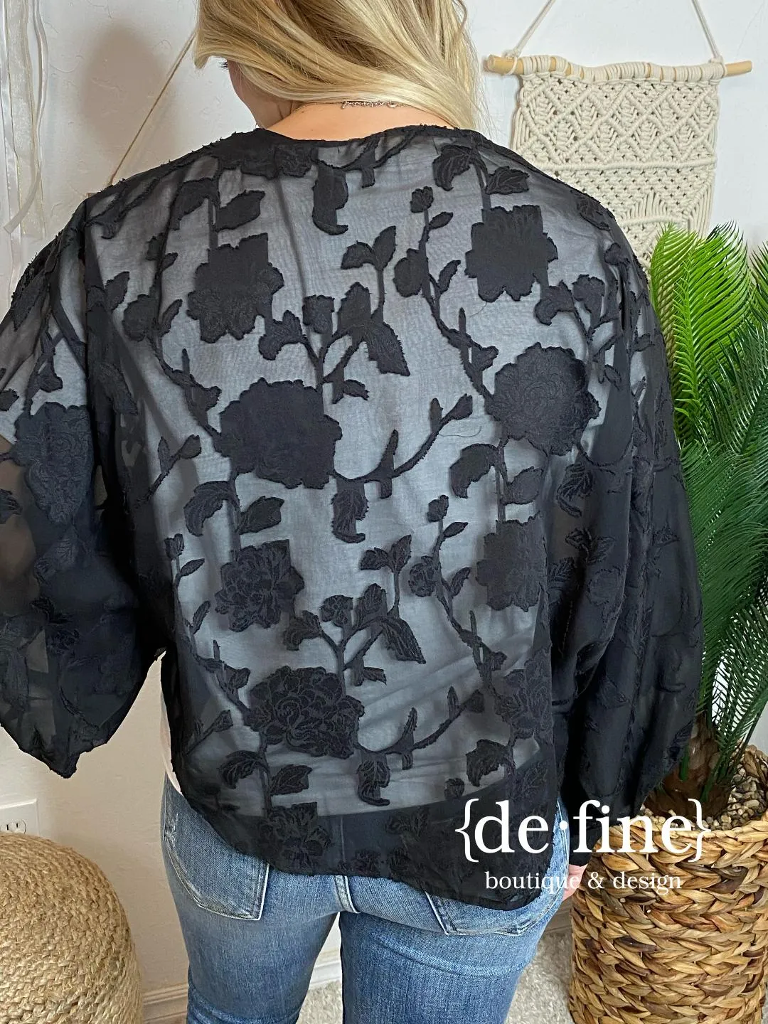 Black Lace Wrap Cardigan
