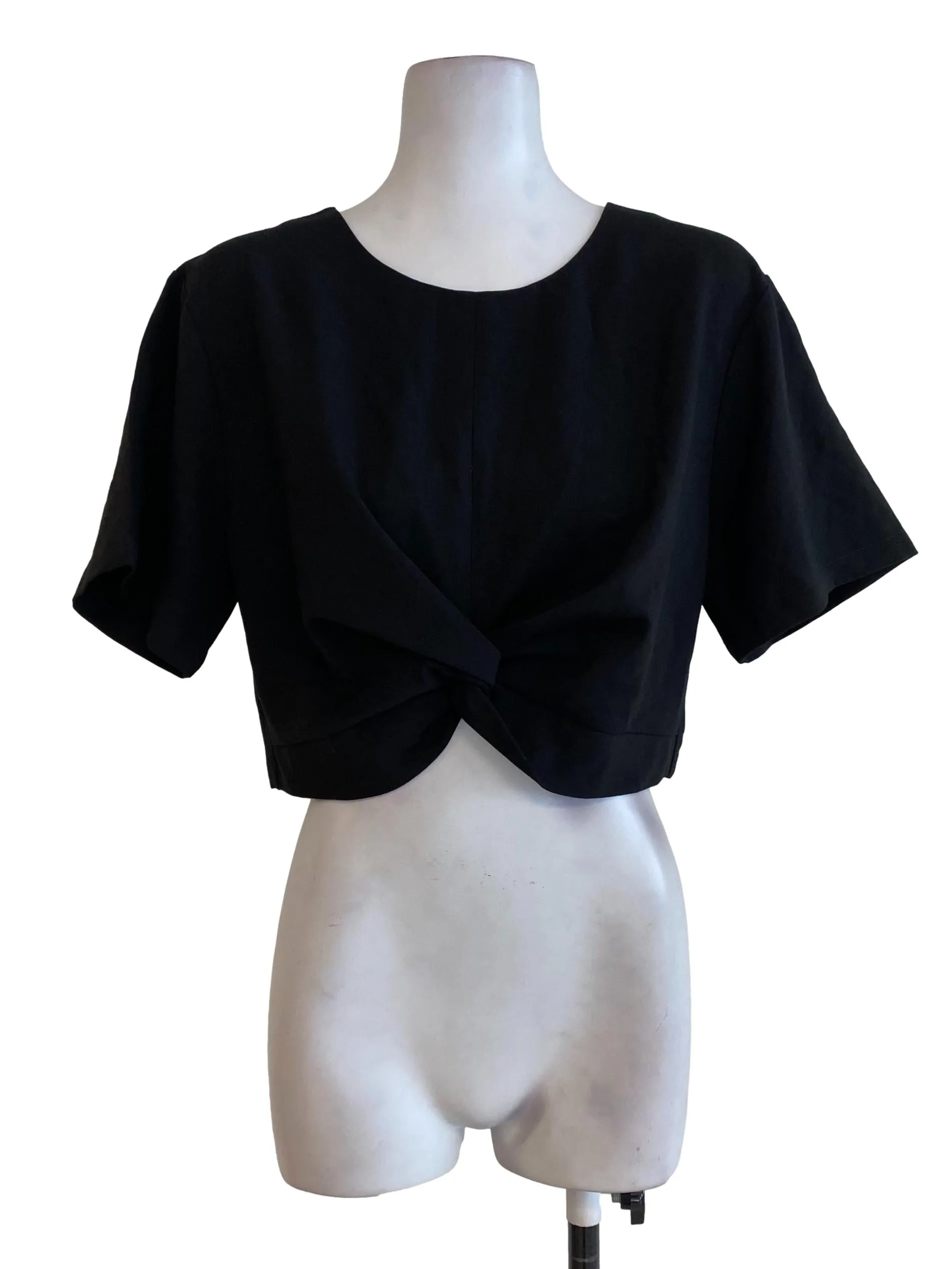 Black Sabrina Neck Top