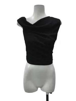 Black Textured Slanted Blouse