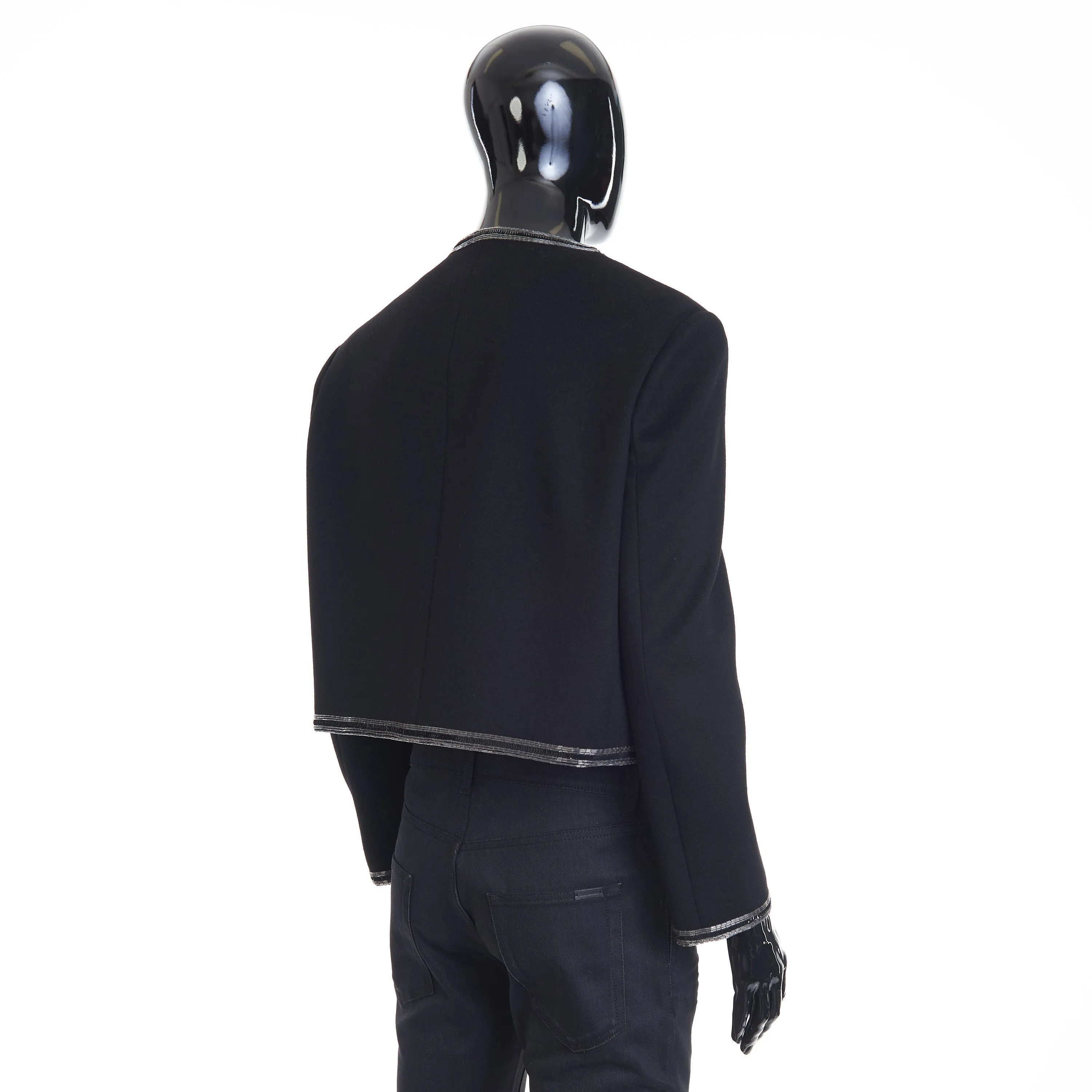 Bow-tie Cardigan With Pearl And Sequin Embroidery In Wool Cloth