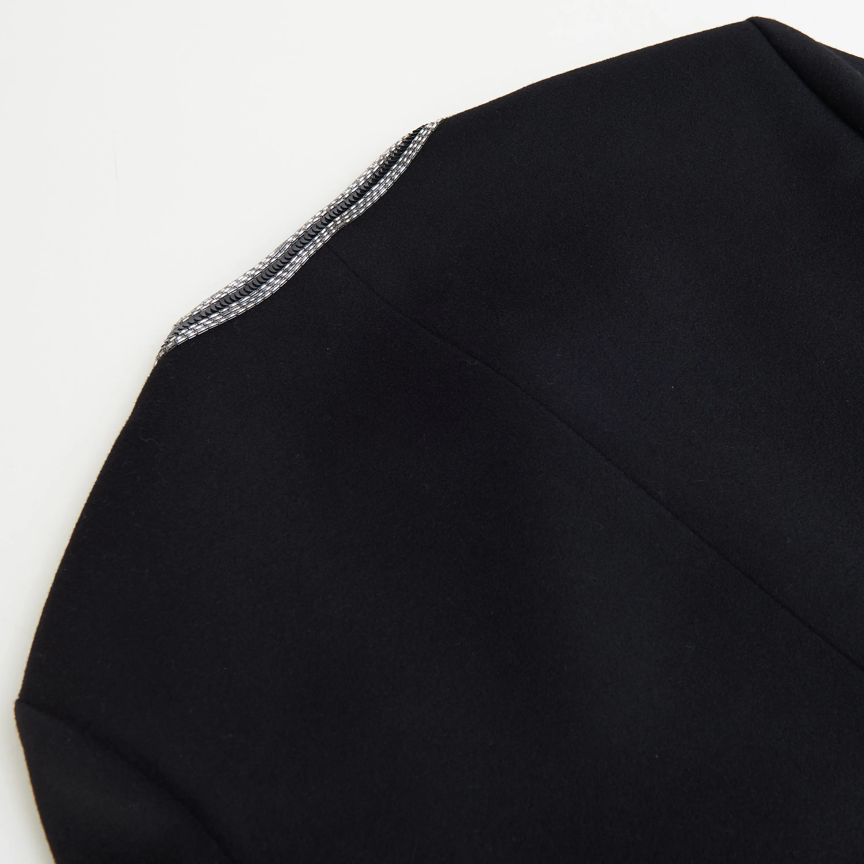 Bow-tie Cardigan With Pearl And Sequin Embroidery In Wool Cloth